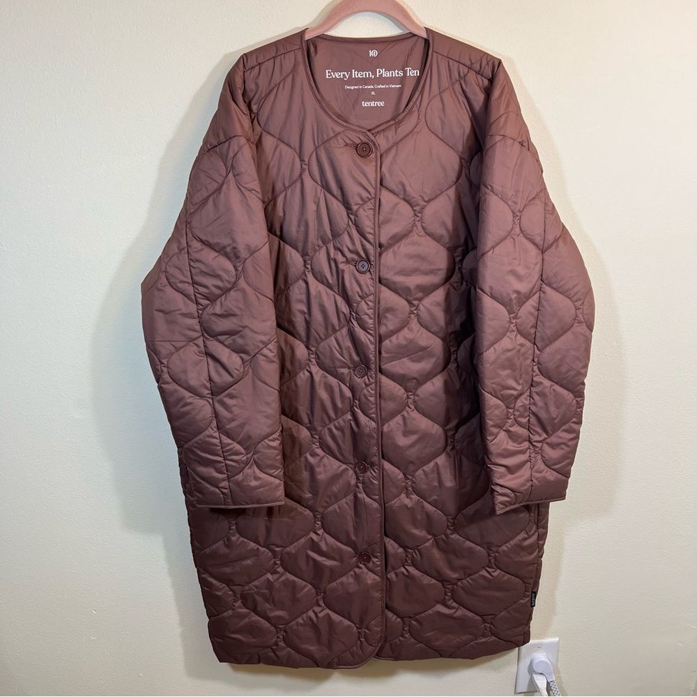 Tentree Women’s Brown Puffer Jacket XL‎ Button Front